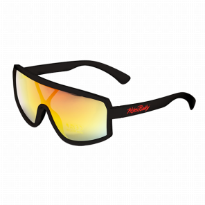 Fast Glasses, sort ramme, rød-gul linse